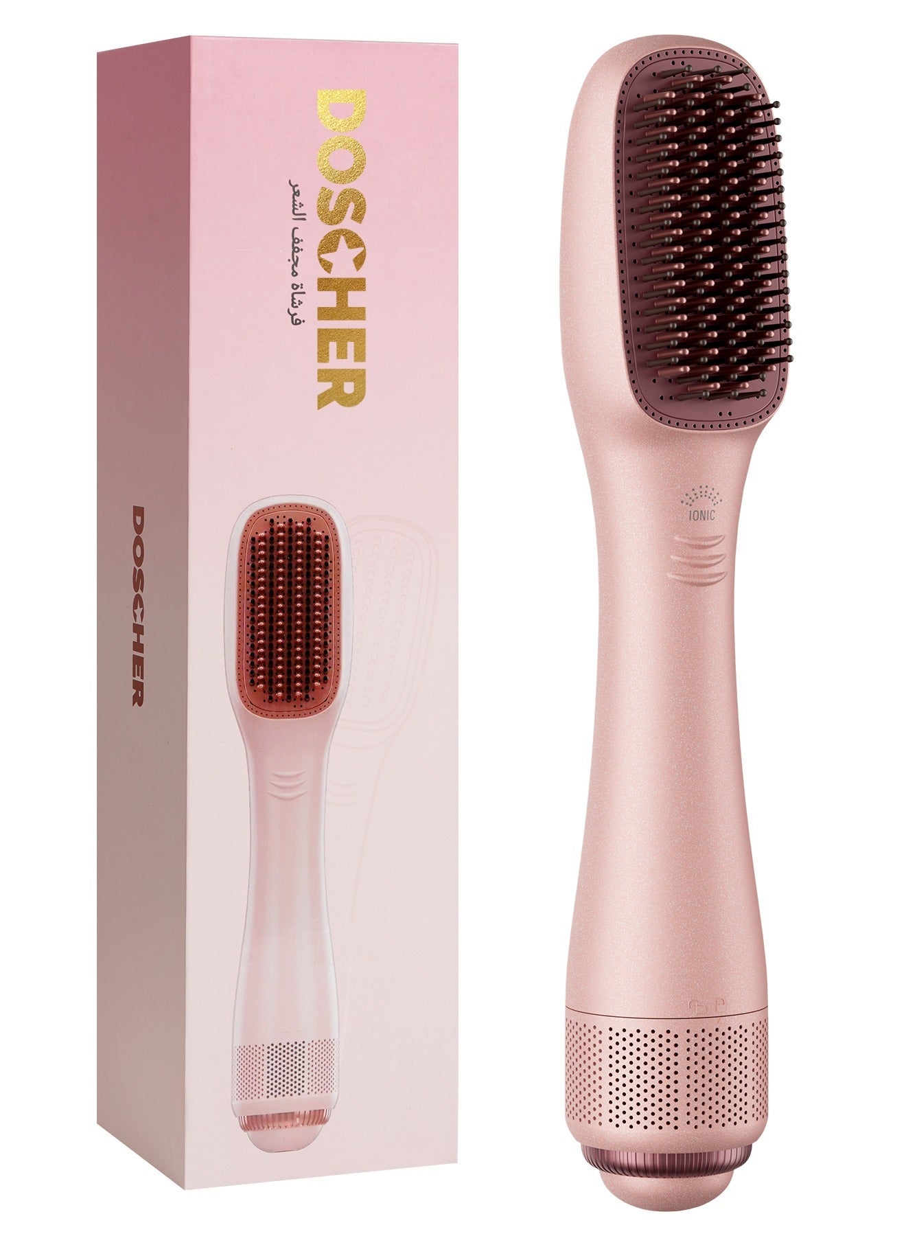 DOSCHER Hair Dryer Brush Ceramic Dryer,Styler and Straightener 1200W Pink/Rose Gold