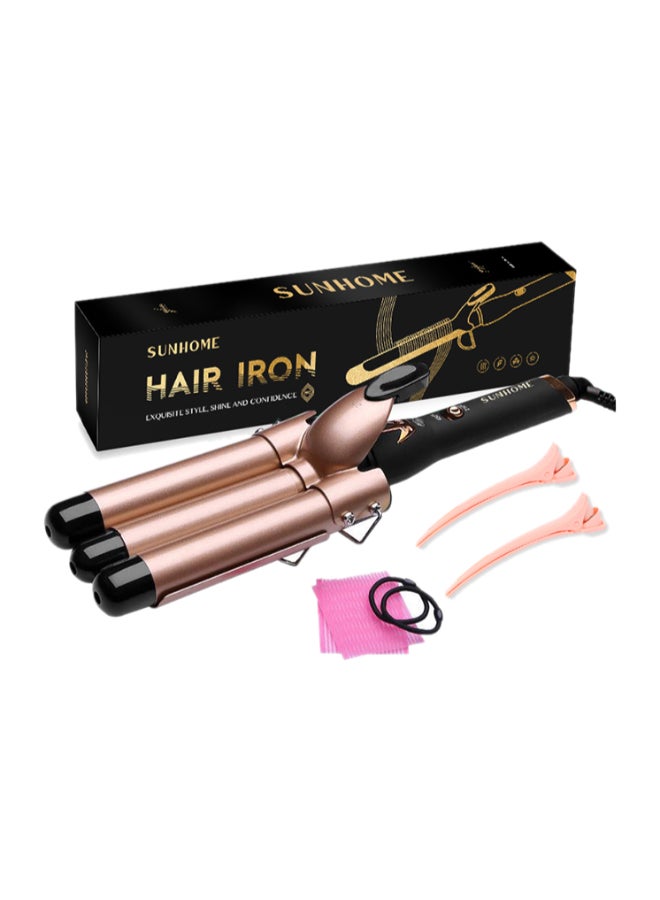 Sunhome 3-Barrel Hair Styling And Curling Iron Kit Gold/Black 350ml
