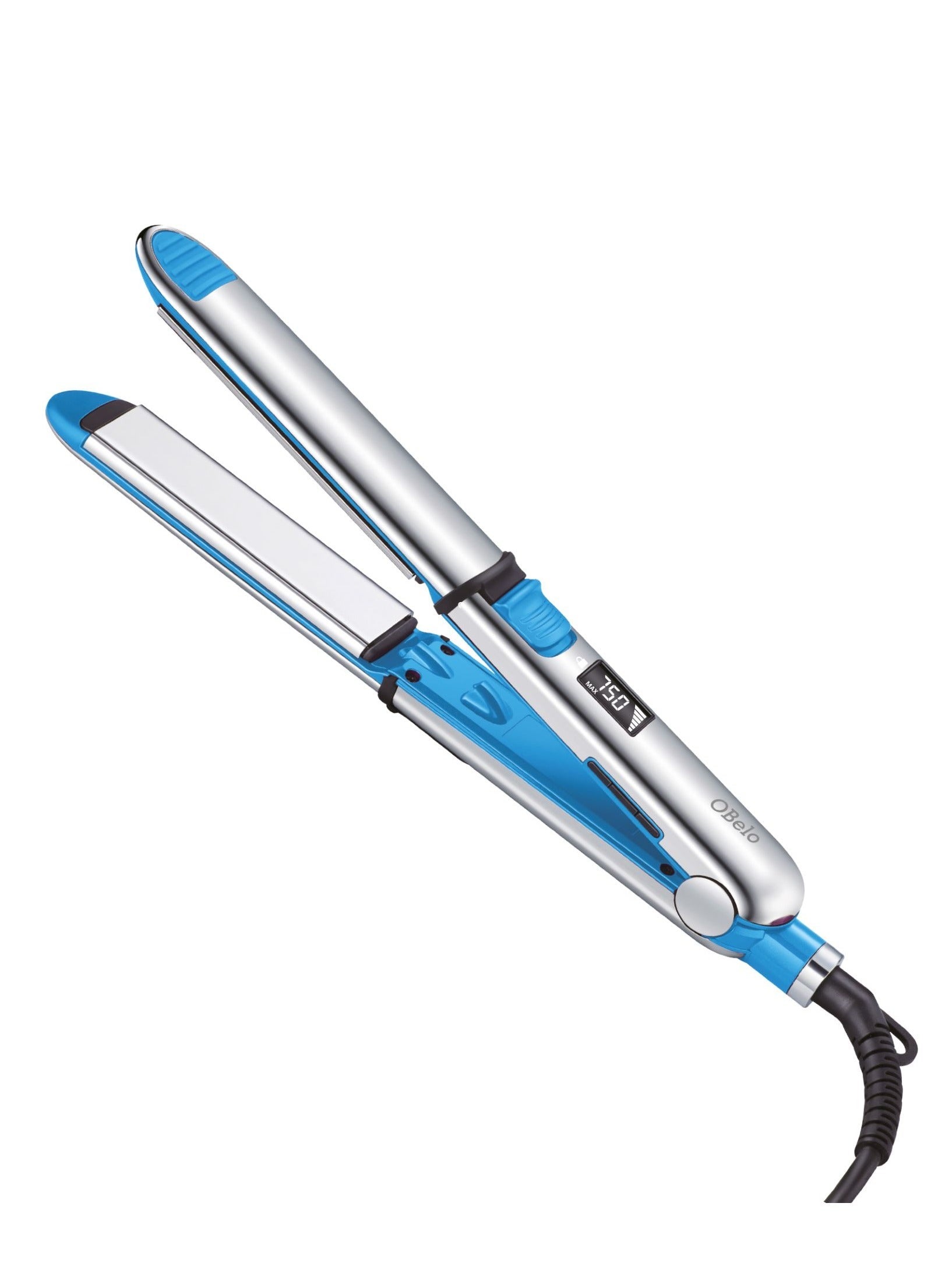 OBelo Professional Ceramic Hair Straightener & Curler 2-in-1 with Ionic Technology, 750°F High Heat.
