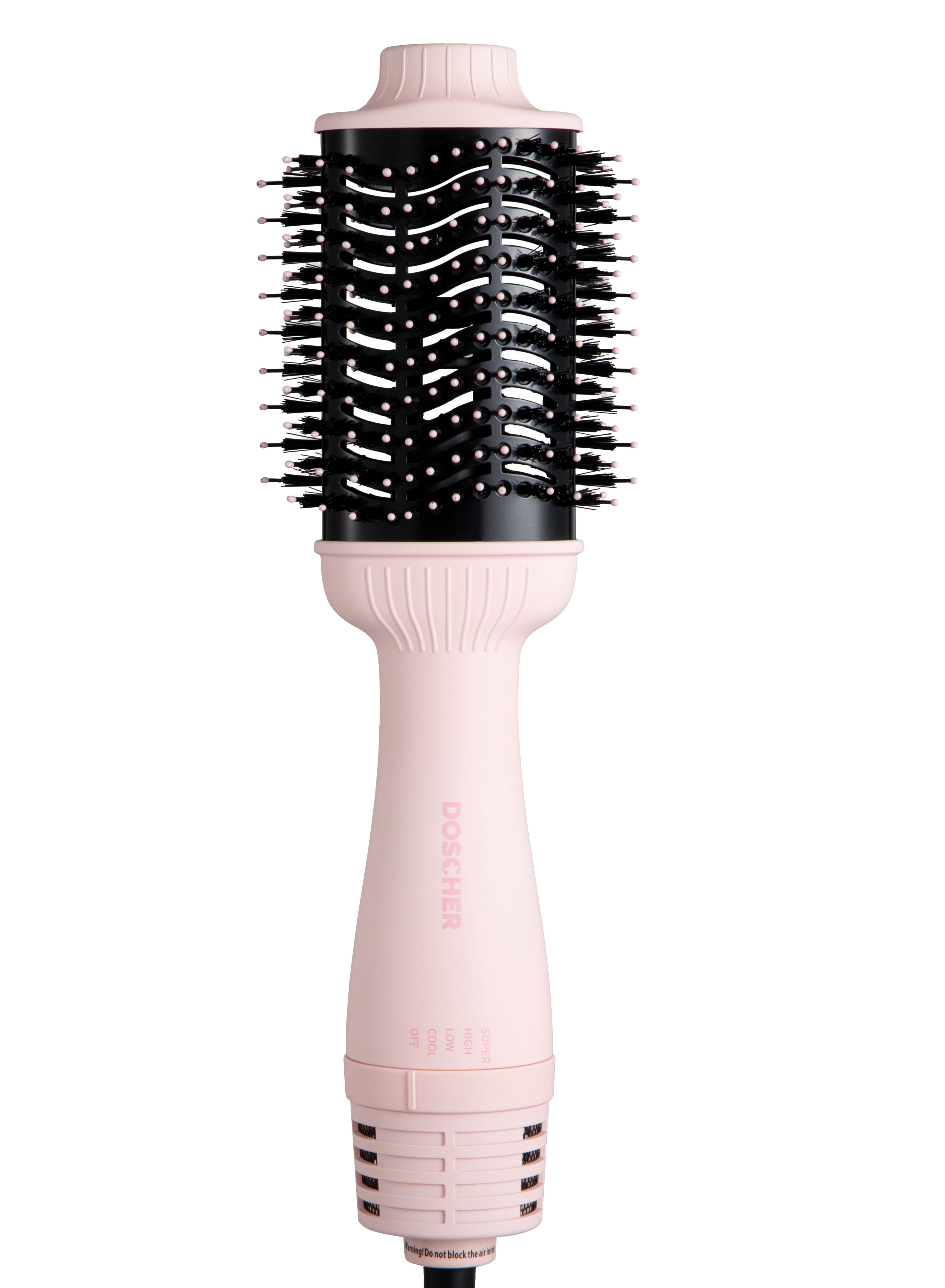 DOSCHER Oval Barrel Blow Hair Dryer Brush & Hot Air Brush in One - 1300W Hair Styler for Smooth, Frizz-Free Results, Pink Volumizer Dryer with Negative Ion,Works on All Hair Types