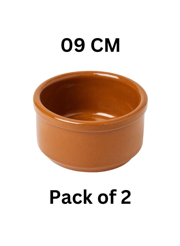 KLaY Yellow Glazed Clay Bowl – 17cm Pack of 2 – Rustic Terracotta Tableware