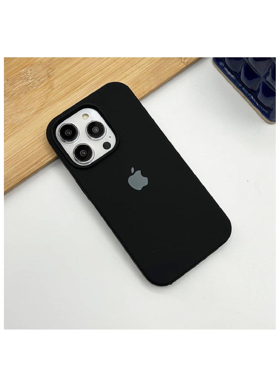 iPhone 15 Series Liquid Silicone Case Cover With Logo Black