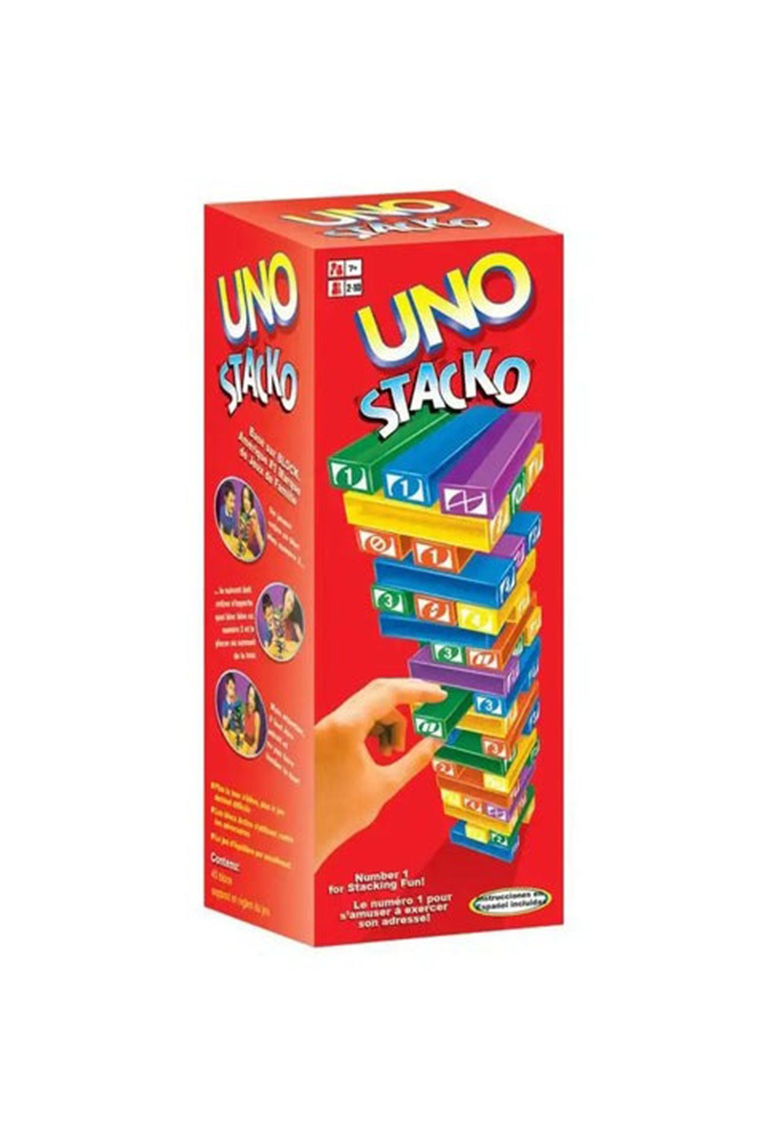 UNO Stacko Game 45 Colored Stacking Blocks with Tray for Kids & Family
