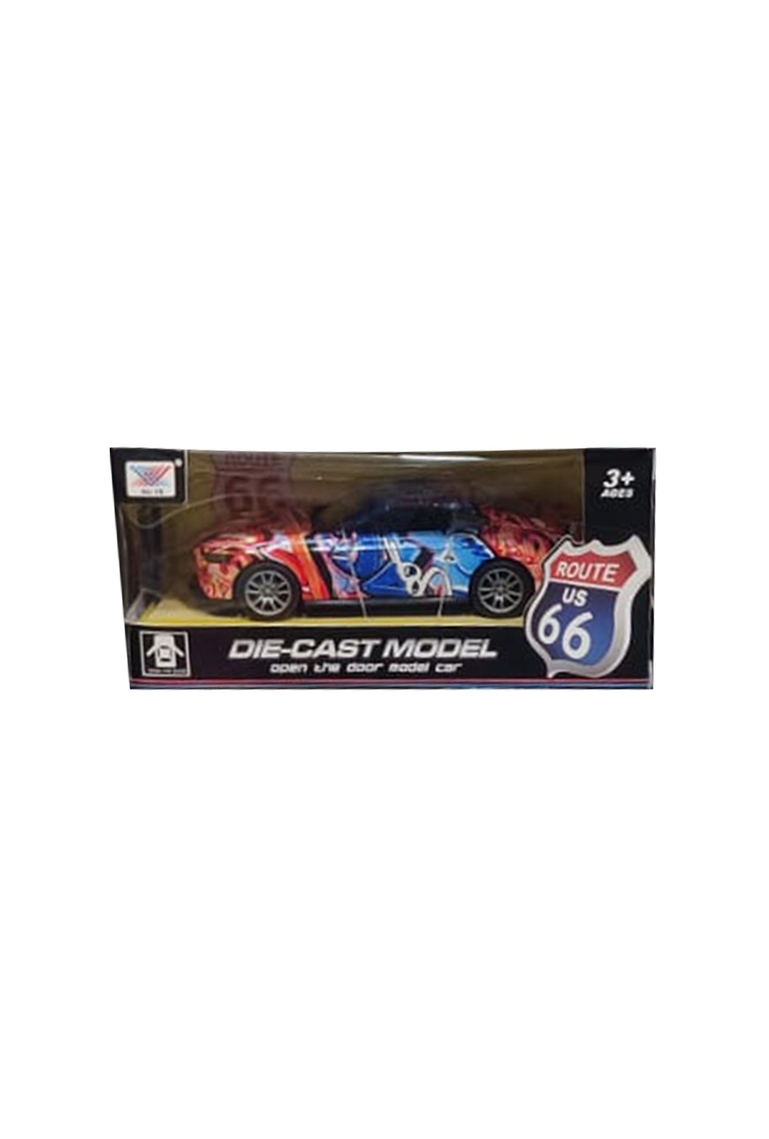 Die-Cast Model Car Graffiti Design with Route 66 Theme Collectible Toy