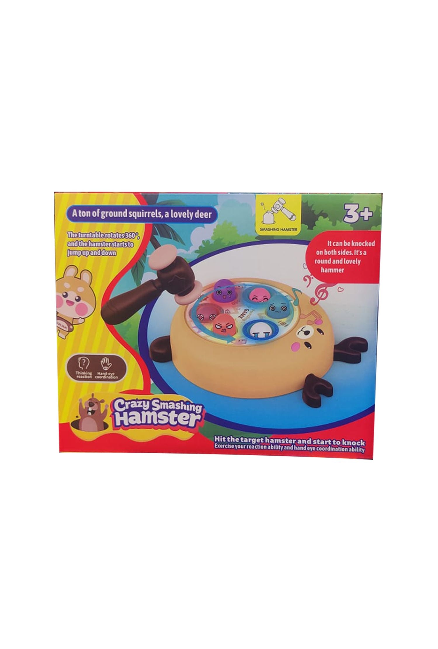 Crazy Smashing Hamster Toy Electric Whack-a-Mole Game with Cartoon Bear Hammer