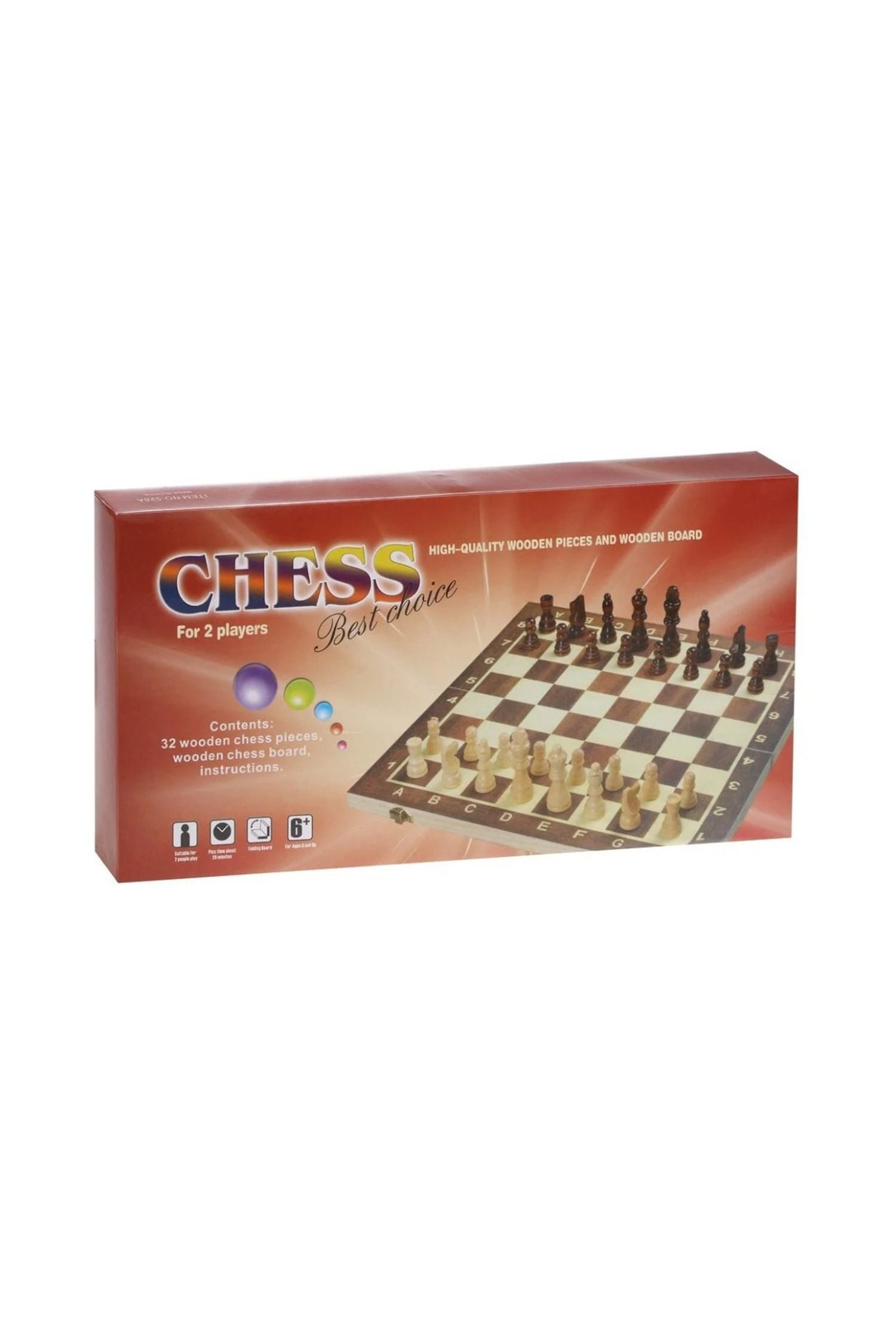 High-Quality 32 Wooden Pieces Chess Set & Wooden Board for 2 Players