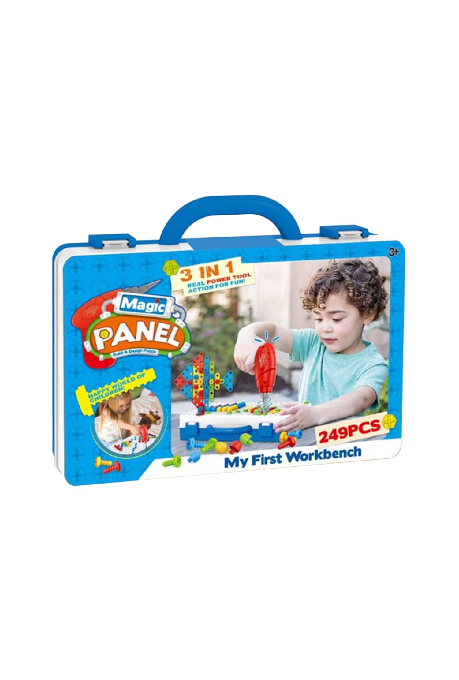 Magic Panel Build & Design Puzzle Workbench 3-in-1 Real Power Tool Toy for Kids