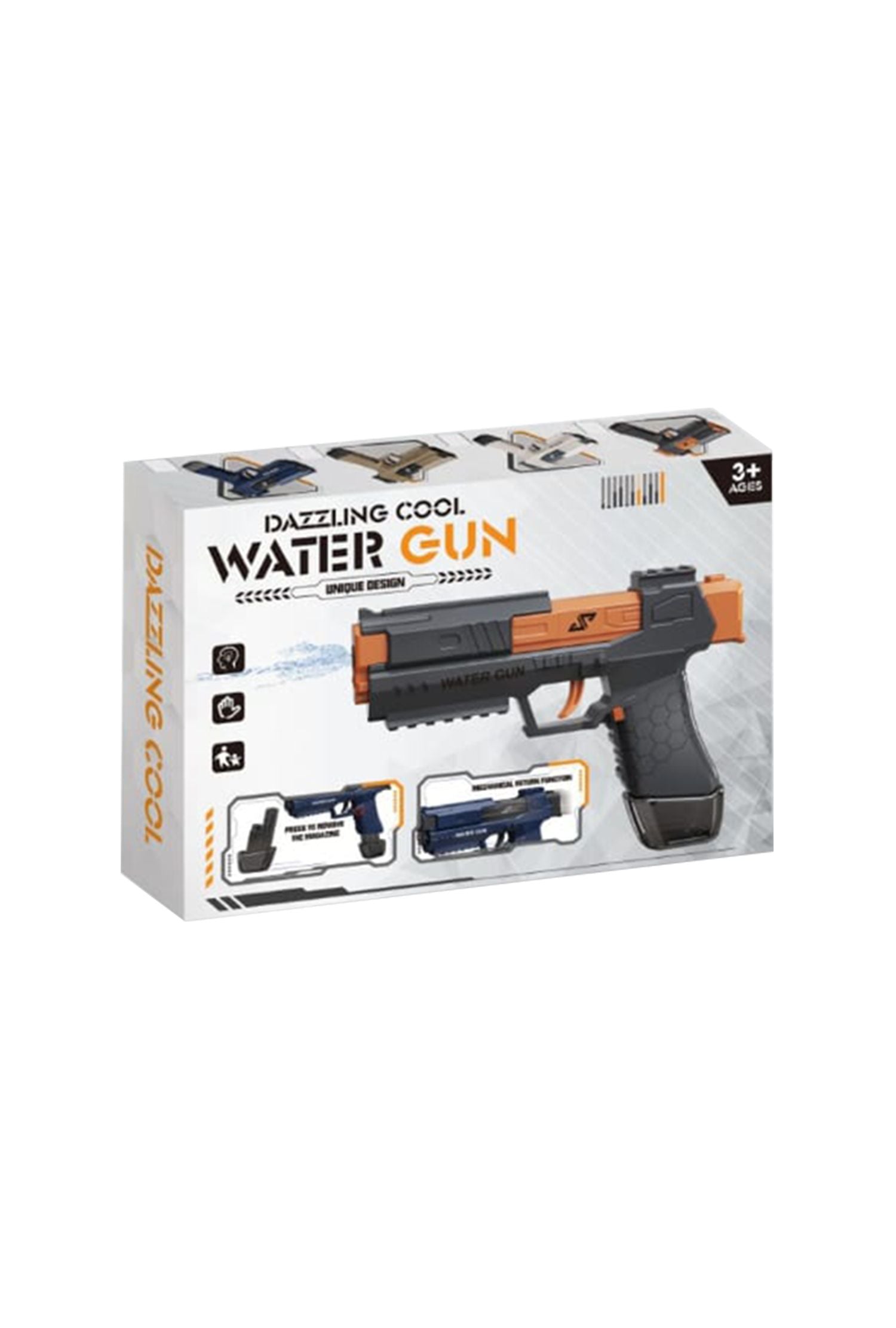 Dazzling Cool Water Gun Orange & Black Unique Design for Outdoor Play